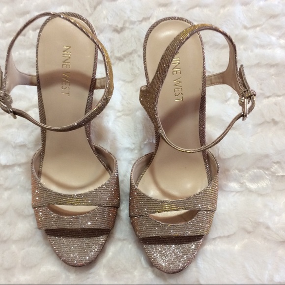Nine West Shoes - Nine West Ditch Him Gold Glitter Heels 6M